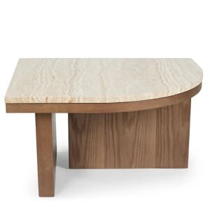 NV GALLERY Table basse HIGHLAND - Table basse, L65, Travertin waterproof & bois de frene teinte noyer