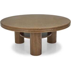 NV GALLERY Table basse DENEVA - Table basse, Bois de frene teinte noyer, Ø100 Marron