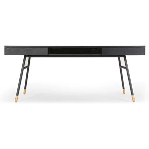 NV GALLERY Bureau SOLOMON - Bureau, Bois de frene, metal noir & dore, L180 Noir / Dore