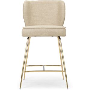 NV GALLERY Tabouret de bar WAYNE - Tabouret de bar, Beige sable & métal doré, H65 Beige / Doré