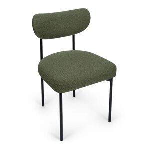 NV GALLERY Chaise JASPER - Chaise, Vert kaki bouclé & métal noir Vert / Noir