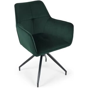 NV GALLERY Chaise de bureau KINGSCROSS - Chaise de bureau rotative, Velours vert cèdre & métal noir, 60x86 Vert / Noir