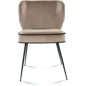 NV GALLERY Chaise WAYNE - Chaise, Velours taupe & métal noir Taupe / Noir