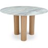 NV GALLERY Table à manger BENEDETTA - Table à manger, pour 4 personnes, Marble blanc waterproof & bois blond, Ø120 Blanc / Naturel