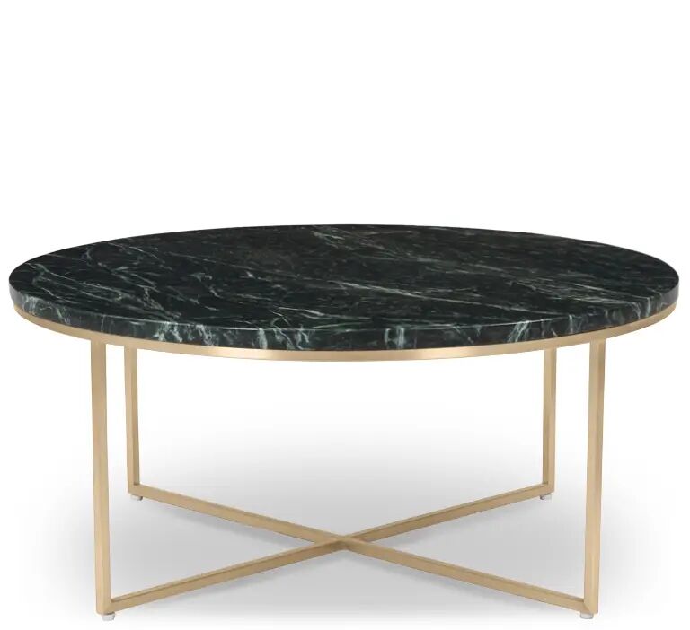 NV GALLERY Table basse GISELLE - Table basse, Marbre vert waterproof & métal doré, Ø80 vert / Doré