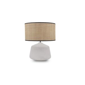 NV GALLERY Lampe de table SULU - Lampe de table, Abat-jour fibre naturelle & ceramique blanche, H42 Blanc / Beige