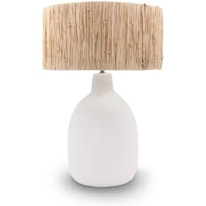 NV GALLERY Lampe a poser NOUR - Lampe de table, Abat-jour raphia & ceramique blanche, H51 Naturelle