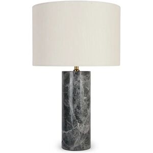 NV GALLERY Lampe de table en marbre GAIA - Lampe de table, Abat-jour lin & marbre gris, H50 Blanc / Gris