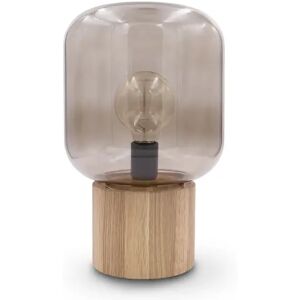 NV GALLERY Lampe de table ICAR - Lampe de table, Globe ambré & bois naturel, H38 Ambre / naturel