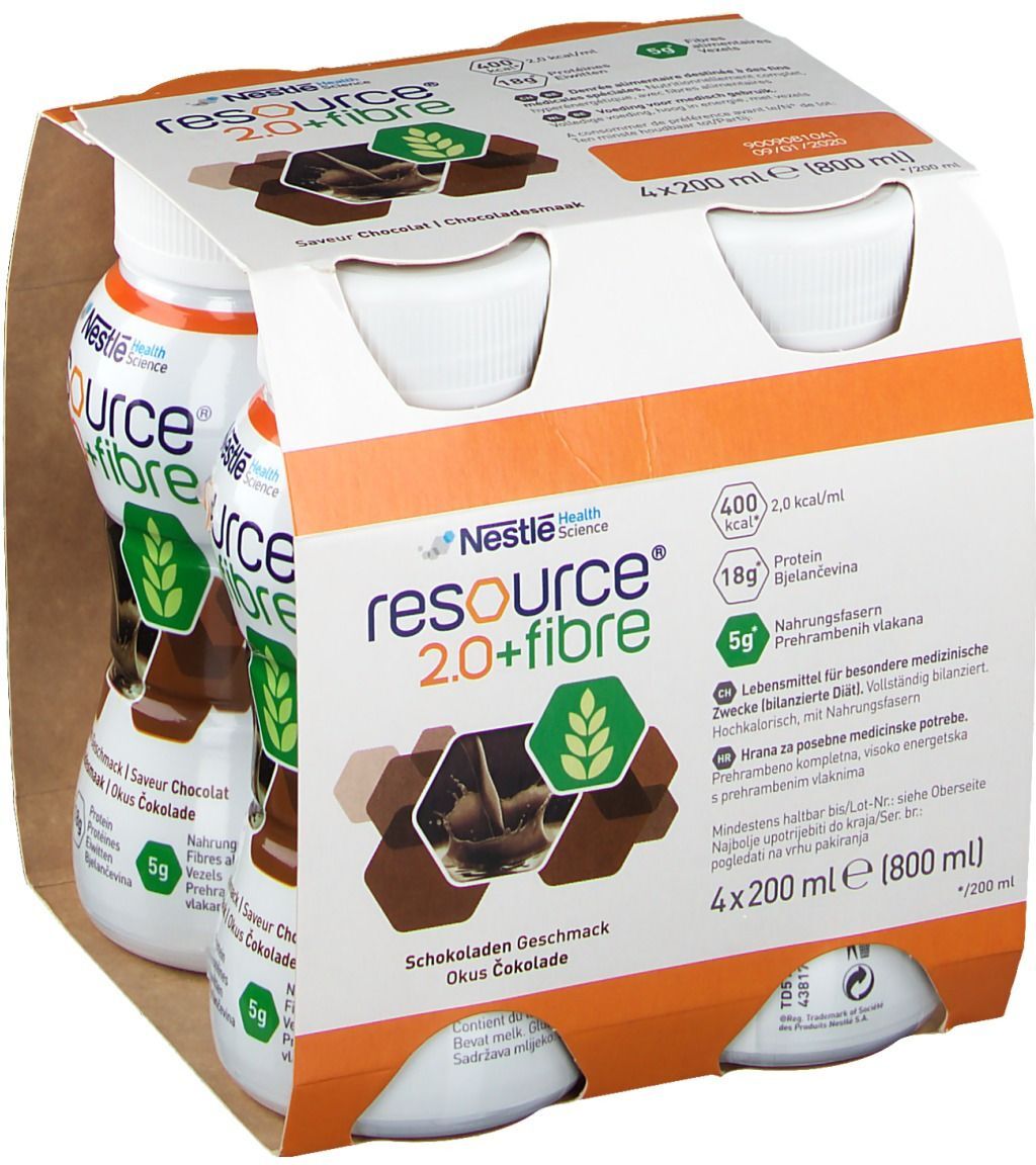 Resource® Nestlé Resource® 2.0+ Fibre Saveur chocolat ml solution(s) buvable(s) Resource® Nestlé Resource® 2.0+ Fibre Saveur chocolat ml solution(s) buvable(s)