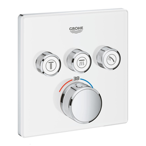 GROHE Grohtherm SmartControl - Facade pour mitigeur thermostatique pour 3 sorties chrome / blanc lune