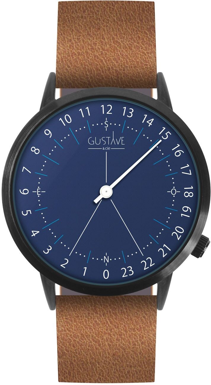 MADE IN FRANCE BOX Montre 24H Antoine Bleue - Bracelet Cuir Marron MADE IN FRANCE BOX Montre 24H Antoine Bleue - Bracelet Cuir Marron