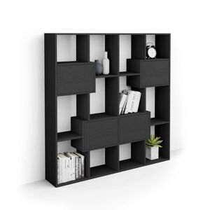 Mobili Fiver Bibliotheque S Iacopo avec portes (160,8 x 158,2 cm), Frene Noir