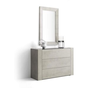 Mobili Fiver Commode avec plateau en verre, Iacopo, Gris Beton