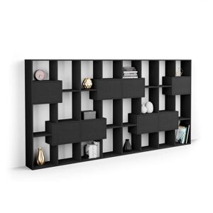 Mobili Fiver Bibliothèque L Iacopo avec portes (160,8 x 314,6 cm), Frêne Noir
