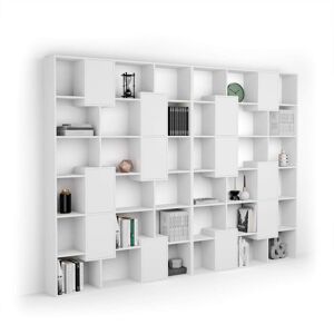 Mobili Fiver Bibliothèque XL Iacopo avec portes (236,4 x 321,6 cm), Frêne Blanc