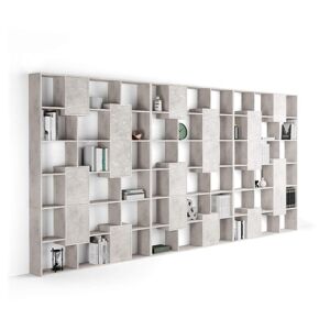 Mobili Fiver Bibliothèque XXL Iacopo avec portes (482,4 x 236,4 cm), Gris Béton