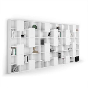 Mobili Fiver Bibliothèque XXL Iacopo avec portes (482,4 x 236,4 cm), Frêne Blanc