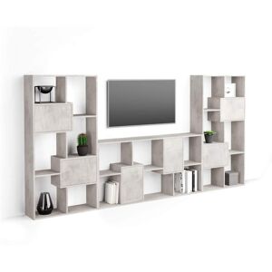 Mobili Fiver Meuble TV Iacopo, Gris Béton avec portes