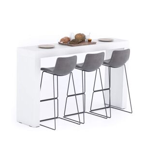 Mobili Fiver Table Haute Evolution 180x40, Frene Blanc avec 2 pieds