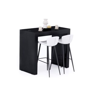 Mobili Fiver Table Haute Evolution 120x60, Frene Noir avec 2 pieds et Chargeur Sans Fil