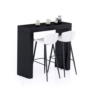 Mobili Fiver Table Haute Evolution 120x40, Frene Noir avec 2 pieds et Chargeur Sans Fil