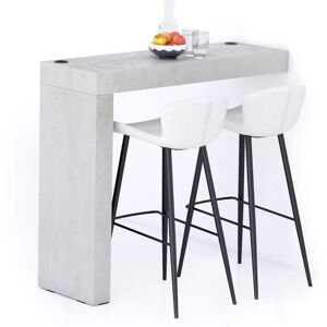 Mobili Fiver Peninsule Evolution 120x40, Gris Beton et Chargeur Sans Fil