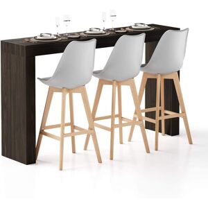 Mobili Fiver Table haute Evolution 180x40, Noyer Americain a Deux Pieds