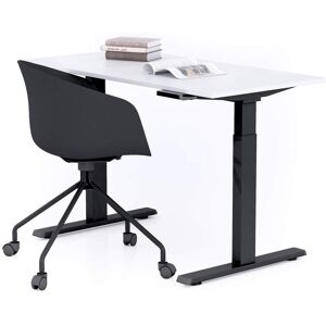 Mobili Fiver Bureau assis/debout Clara 120x60 Blanc Beton avec pieds noirs