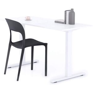 Mobili Fiver Bureau Clara 140x60, Blanc Beton, avec Pieds Fixes Blancs