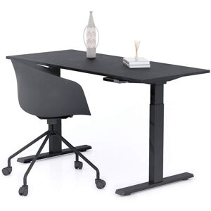 Mobili Fiver Bureau assis/debout Clara 140x60 Noir Beton avec pieds noirs