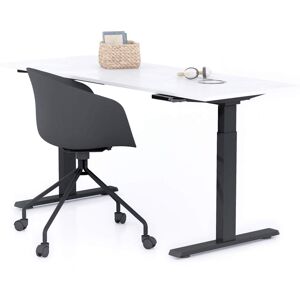 Mobili Fiver Bureau assis/debout Clara 160x60 Blanc Beton avec pieds noirs