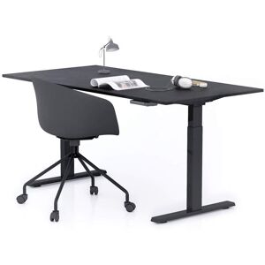 Mobili Fiver Bureau assis/debout Clara 160x80 Noir Beton avec pieds noirs