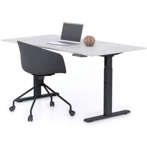 Mobili Fiver Bureau assis/debout Clara 160x80 Gris Beton avec pieds noirs