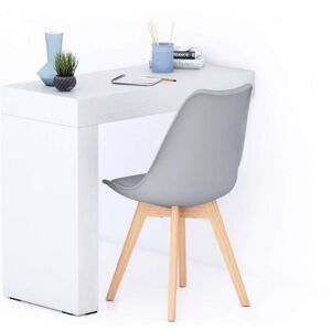 Mobili Fiver Table de bureau Evolution 90x40, Frene Blanc avec un pied