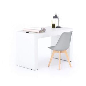 Mobili Fiver Table de bureau Evolution 120x60, Frene Blanc avec 2 pieds et Chargeur Sans Fil