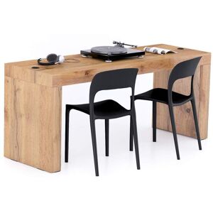 Mobili Fiver Table de bureau Evolution 180x60, Bois Rustique avec 2 pieds et Chargeur Sans Fil