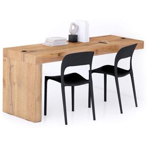 Mobili Fiver Table de bureau Evolution 180x60, Bois Rustique avec 1 pied et Chargeur Sans Fil