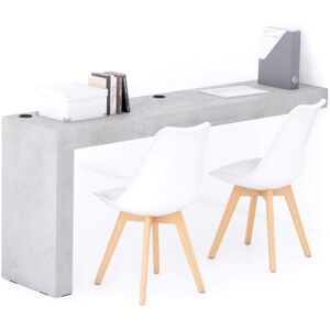 Mobili Fiver Table de bureau Evolution 180x40, Gris Beton avec 1 pied et Chargeur Sans Fil