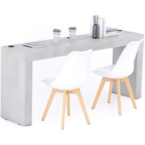 Mobili Fiver Table de bureau Evolution 180x40, Gris Beton avec 2 pieds et Chargeur Sans Fil