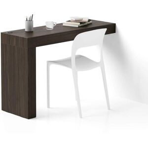 Mobili Fiver Table de Bureau Evolution 120x40, Noyer Americain avec Un Pied et Chargeur sans fil