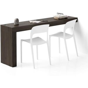 Mobili Fiver Table de Bureau Evolution 180x40, Noyer Americain avec Un Pied et Chargeur sans fil