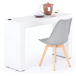 Mobili Fiver Table a manger Evolution 120x40, Frene Blanc avec 2 pieds et Chargeur Sans Fil