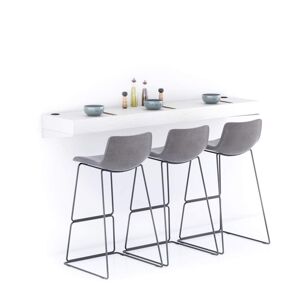 Mobili Fiver Table de bar murale Evolution 180x40, Frene Blanc avec Chargeur Sans Fil