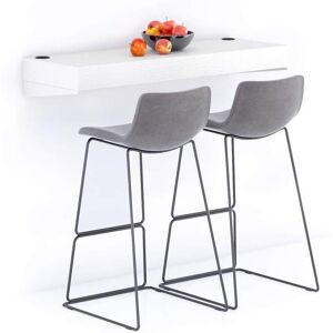 Mobili Fiver Table de bar murale Evolution 120x40, Frene Blanc avec Chargeur Sans Fil