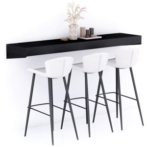 Mobili Fiver Table de bar murale Evolution 180x40, Frene Noir avec Chargeur Sans Fil