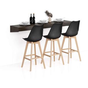 Mobili Fiver Table de Bar Murale Evolution 180x40, Noyer Americain a Chargeur Sans Fil