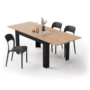 Mobili Fiver Table extensible cuisine, Easy, 140(220)x90 cm, Bois Rustique et Frene Noir