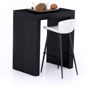 Mobili Fiver Table Haute Evolution 90x60, Frêne Noir avec 2 pieds