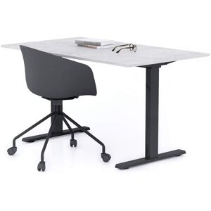 Mobili Fiver Bureau Clara 140x80, Gris Béton, avec Pieds Fixes Noirs